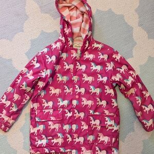 Pink Unicorn Print Hooded Jacket